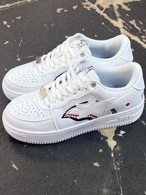 Mastermind JAPAN x A Bathing Ape Bape Sta M1 White Leather Sneakers